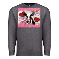 Charcoal Heather lotus heart cow valentine Premium Sweatshirt - AdoDesignShop
