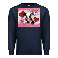 Navy lotus heart cow valentine Premium Sweatshirt - AdoDesignShop