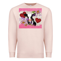 Pale Pink lotus heart cow valentine Premium Sweatshirt - AdoDesignShop