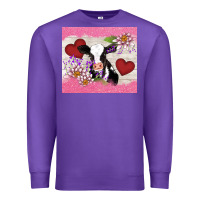 Purple lotus heart cow valentine Premium Sweatshirt - AdoDesignShop
