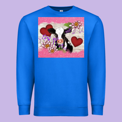 Lotus Heart Cow Valentine Premium Sweatshirt Designed By Adodesignshop