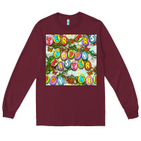 Burgundy Happy Easter Seamless Pattern Long Sleeve Tee - BundleAndBundleShop