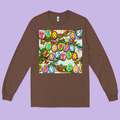 Happy Easter Seamless Pattern Long Sleeve Tee Designed By Bundleandbundleshop