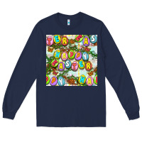 Navy Happy Easter Seamless Pattern Long Sleeve Tee - BundleAndBundleShop
