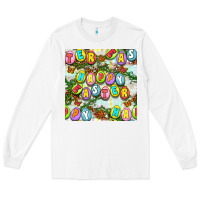 White Happy Easter Seamless Pattern Long Sleeve Tee - BundleAndBundleShop