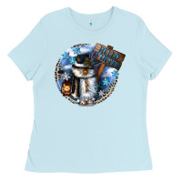 Baby Blue hello winter Ladies Tee - CowGirlArtShop