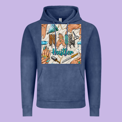 Hail Hustler And Nail Art Hands With Glitter Polish Seamless Pattern B Vintage Hoodie Designed By Bundleandbundleshop