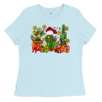 Baby Blue christmas cactus Ladies Tee - CowGirlArtShop