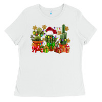 White christmas cactus Ladies Tee - CowGirlArtShop