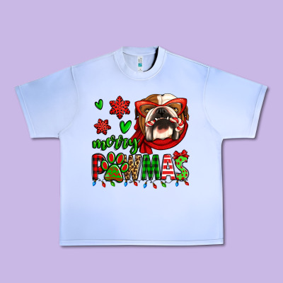 Merry Pawmas Christmas Bulldog Urban Heavy Tee Designed By Jasminsmagicworld