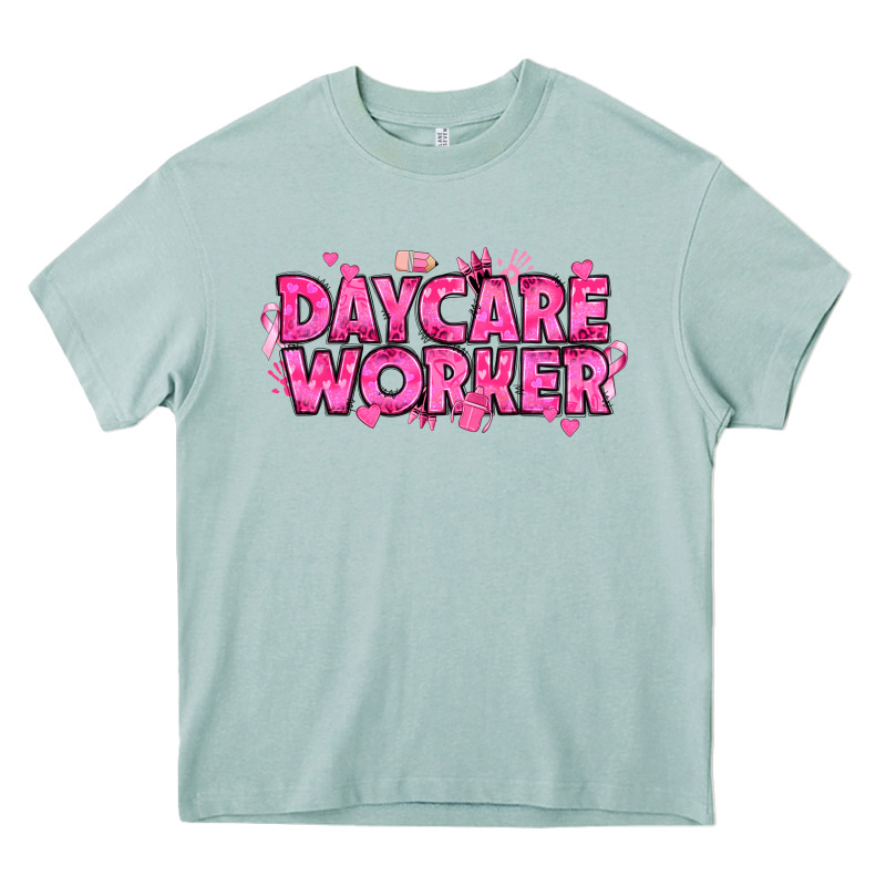 Breast Cancer Daycare Worker Heavy Core Tee by texasbilliewilder | Teevron