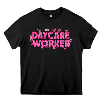 Black Breast Cancer Daycare Worker Heavy Core Tee - texasbilliewilder