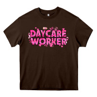 Chocolate Brown Breast Cancer Daycare Worker Heavy Core Tee - texasbilliewilder