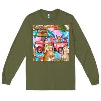 Army Green Easter Bunny With Truck Seamless Pattern Long Sleeve Tee - BundleAndBundleShop