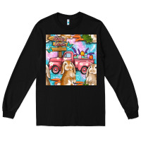 Black Easter Bunny With Truck Seamless Pattern Long Sleeve Tee - BundleAndBundleShop