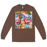 Chestnut Easter Bunny With Truck Seamless Pattern Long Sleeve Tee - BundleAndBundleShop