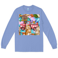Colony Blue Easter Bunny With Truck Seamless Pattern Long Sleeve Tee - BundleAndBundleShop