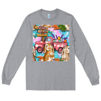 Heather Grey Easter Bunny With Truck Seamless Pattern Long Sleeve Tee - BundleAndBundleShop