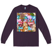 Plum Easter Bunny With Truck Seamless Pattern Long Sleeve Tee - BundleAndBundleShop