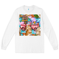 White Easter Bunny With Truck Seamless Pattern Long Sleeve Tee - BundleAndBundleShop