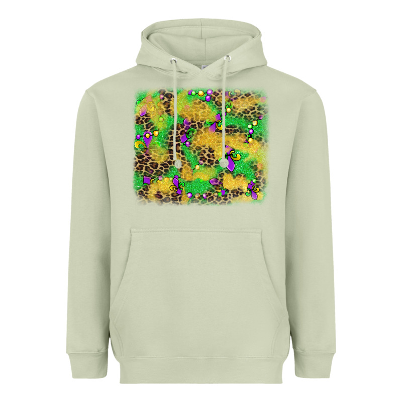 Mardi Gras Fleur De Lis And Leopard Background Heavyweight Hoodie by AdoDesignShop | Teevron