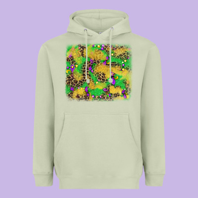 Mardi Gras Fleur De Lis And Leopard Background Heavyweight Hoodie Designed By Adodesignshop