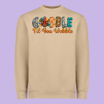 Gobble Till You Wobble Heavyweight Sweatshirt Designed By Barkaloodesign