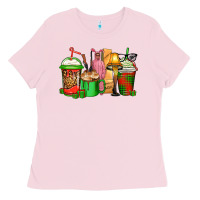 Bubblegum Pink christmas movie coffee cups Ladies Tee - CowGirlArtShop