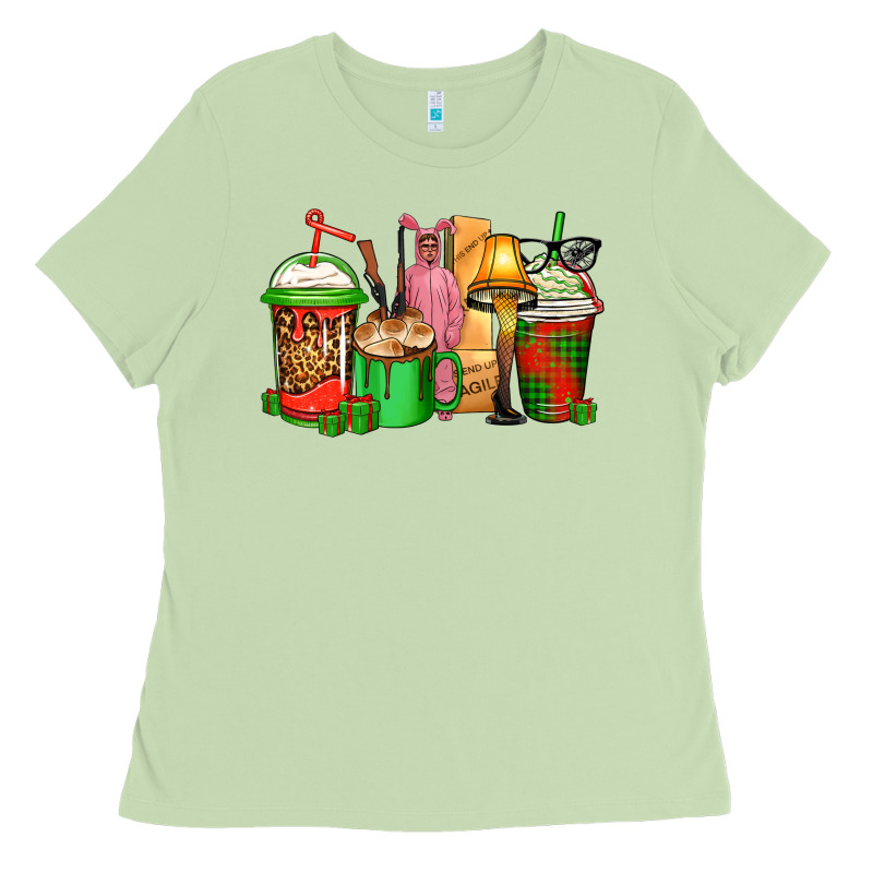 Christmas Movie Coffee Cups Ladies Tee by CowGirlArtShop | Teevron
