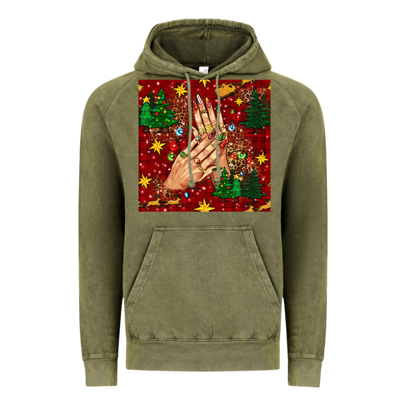 Christmas Nails And Trees With Leopard And Plaid Seamless Pattern Bbs Vintage Hoodie by BundleAndBundleShop | Teevron