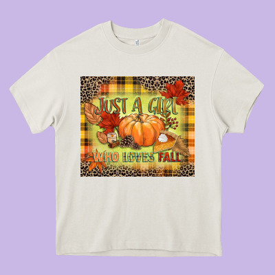 Just A Girl Who Loves Fall Heavy Core Tee Designed By Nancycooperartshop