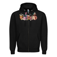 Black senior 2023 graduation coffee cups Zipper Hoodie - AdoDesignShop