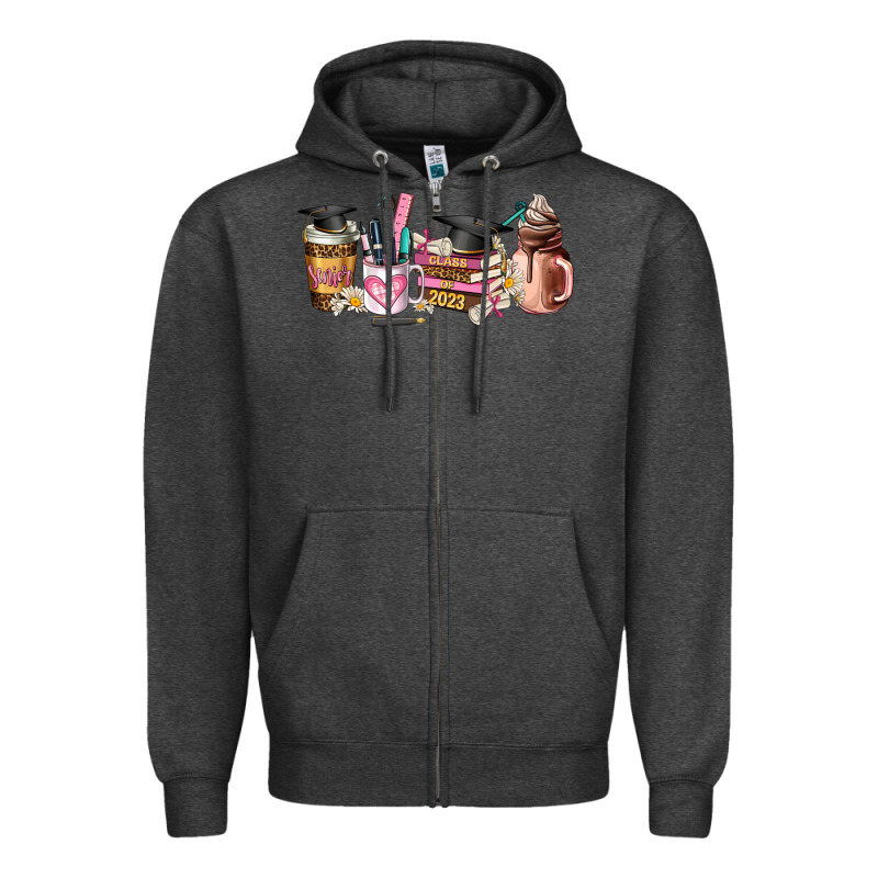 Senior 2023 Graduation Coffee Cups Zipper Hoodie by AdoDesignShop | Teevron