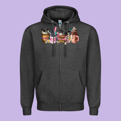 Senior 2023 Graduation Coffee Cups Zipper Hoodie Designed By Adodesignshop