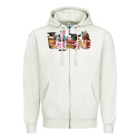Oatmeal Heather senior 2023 graduation coffee cups Zipper Hoodie - AdoDesignShop