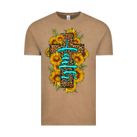Faith Sunflower Leopard Cross Olivia Vintage Tee | Teevron