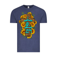 Vintage Denim faith sunflower leopard cross olivia Vintage Tee - OliviaCreatesArt