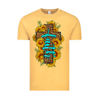 Vintage Mustard faith sunflower leopard cross olivia Vintage Tee - OliviaCreatesArt