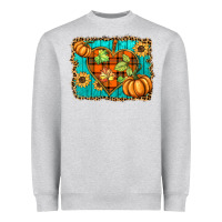 Heather Grey fall pumpkins and sunflowers heart Heavyweight Sweatshirt - BarkalooDesign