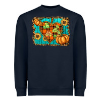 Navy fall pumpkins and sunflowers heart Heavyweight Sweatshirt - BarkalooDesign