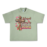 Oil Green Blessed women are born in March Urban Heavy Tee - FaDigitalArtStudio