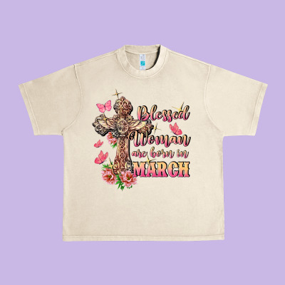 Blessed Women Are Born In March Urban Heavy Tee Designed By Fadigitalartstudio