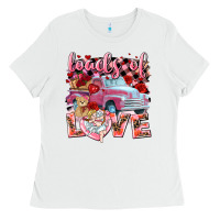 White Loads of love Valentine's Day truck Ladies Tee - HowdyJamesFarm