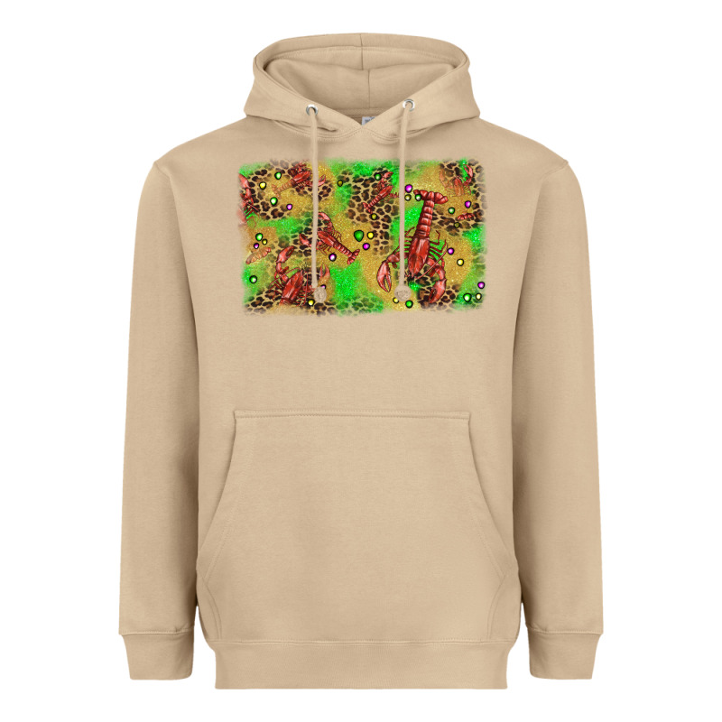 Mardi Gras Crawfish And Glitter Background Heavyweight Hoodie by AdoDesignShop | Teevron