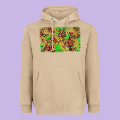 Mardi Gras Crawfish And Glitter Background Heavyweight Hoodie Designed By Adodesignshop