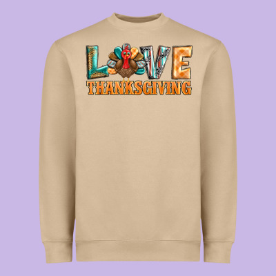 Love Thanksgiving Western Turkey Heavyweight Sweatshirt Designed By Barkaloodesign