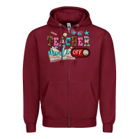 Burgundy teacher mode off Zipper Hoodie - AdoDesignShop