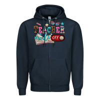 Navy teacher mode off Zipper Hoodie - AdoDesignShop