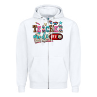 White teacher mode off Zipper Hoodie - AdoDesignShop