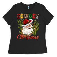 Black cowboy christmas western cactus Ladies Tee - CowGirlArtShop
